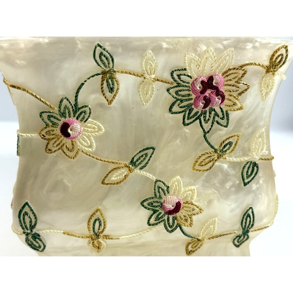 Popular Bath Embroidered Floral Acrylic Tissue Box Cover Cottagecore Grannycore - Picture 5 of 13